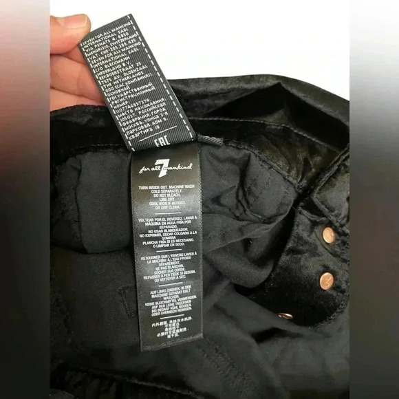 7 For All Mankind Women’s High Waisted Ankle Skinny Black Velvet Pants size 29 - Picture 7 of 16